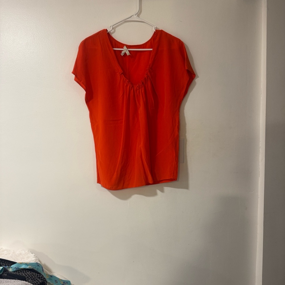 Joie Bright Orange V-Neck Blouse